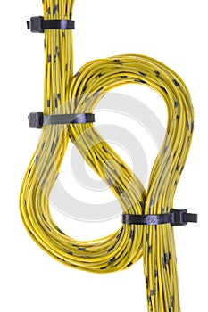 Multicolored computer cable with cable ties