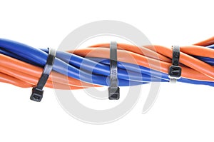 Multicolored computer cable with cable ties