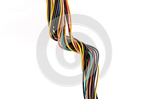 Multicolored computer cable isolated on white