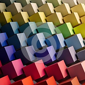 Multicolored cubes. Palette of colors and shades, range of colours