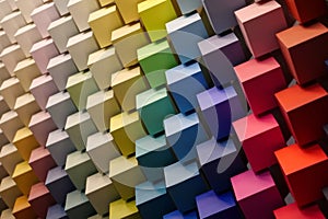 Multicolored cubes. Palette of colors and shades, range of colours