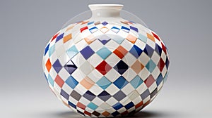 Multicolored Cubist Faceted Vase With Chromatic Purity