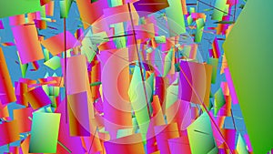 Multicolored decorative 3D square. Colorful abstract high saturated background