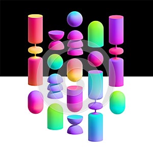 Multicolored decorative balls and shapes. Abstract vector illustration.