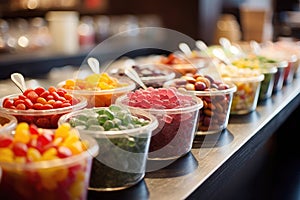 A multicolored display of tempting confections at the candy counter