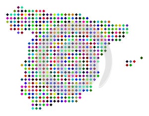 Multicolored Dot Spain Map