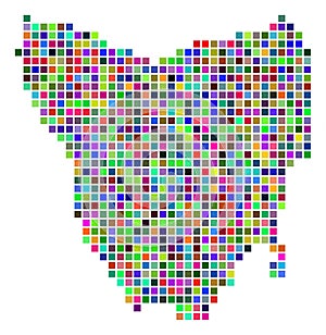 Multi Colored Dot Tasmania Island Map