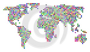 Multicolored Dot World Map