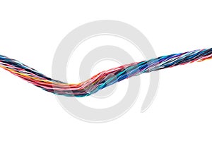 Multicolored electrical cable wire isolated on white
