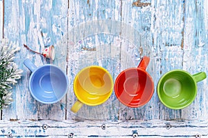Multicolored empty cups