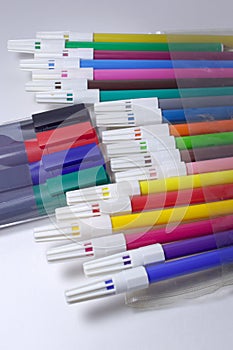 Multicolored felt pens with holey cap set and permanent markers