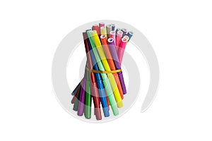 Multicolored felt pens isolated on white background