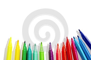 Multicolored felt-tip pens isolated on white background
