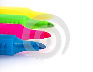 Multicolored Felt-Tip Pens isolated on a white background. Colorful markers pens