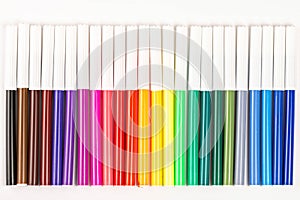 Multicolored felt tip pens on white