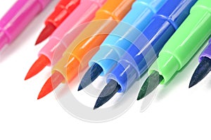 Multicolored Felt Tip Pens on White Background