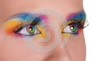 Multicolored female eyes.