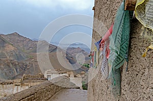 Multicolored flags with Tibetan prayer signs