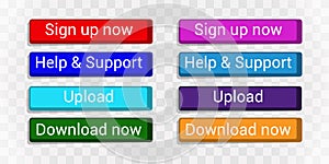 Multicolored flat buttons for sites or channels set