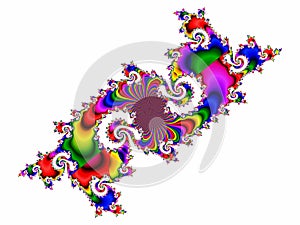 Multicolored flower dragon fractal, lights, abstract background, graphics