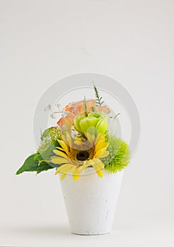 Multicolored Flowers in a vase, isolated