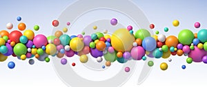 Multicolored flying balls of different sizes vector background