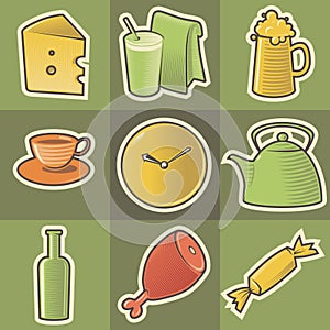 Multicolored food icons
