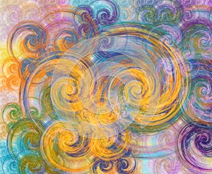 Multicolored fractal with swirls over white background