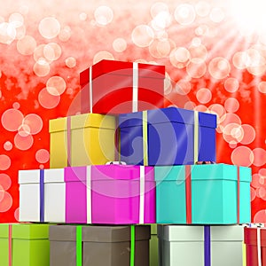Multicolored Giftboxes With Bokeh Background