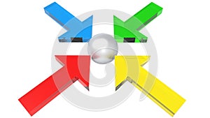 Multicolored glass arrows