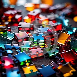 Multicolored glass jigsaw pieces, showing diversity and how different solutions fit together