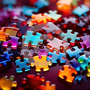 Multicolored glass jigsaw pieces, showing diversity and how different solutions fit together