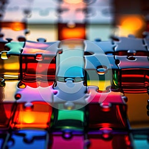 Multicolored glass jigsaw pieces, showing diversity and how different solutions fit together