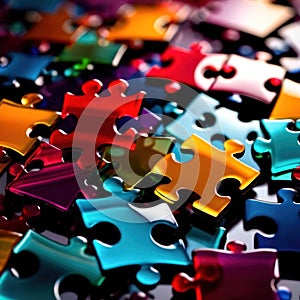 Multicolored glass jigsaw pieces, showing diversity and how different solutions fit together