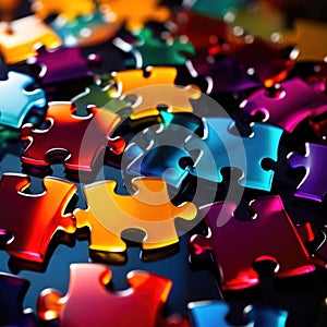 Multicolored glass jigsaw pieces, showing diversity and how different solutions fit together