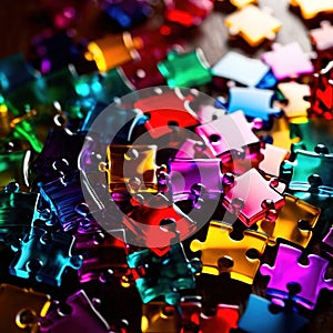 Multicolored glass jigsaw pieces, showing diversity and how different solutions fit together