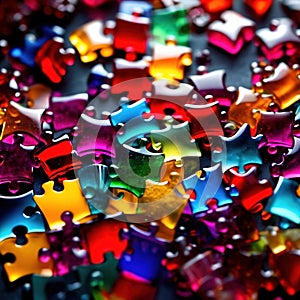 Multicolored glass jigsaw pieces, showing diversity and how different solutions fit together