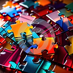 Multicolored glass jigsaw pieces, showing diversity and how different solutions fit together