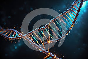 Multicolored glowing dna, genetic encoding illustration photo