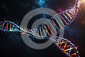 Multicolored glowing dna, genetic encoding illustration photo