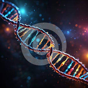 Multicolored glowing dna, genetic encoding illustration photo