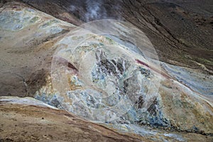 Multicolored ground in geothermal area