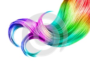 Multicolored hair isolated over white background