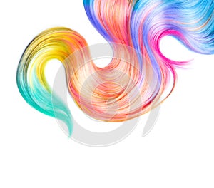 Multicolored hair lock isolated on white