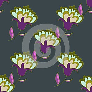 Multicolored hand drawn floral seamless pattern