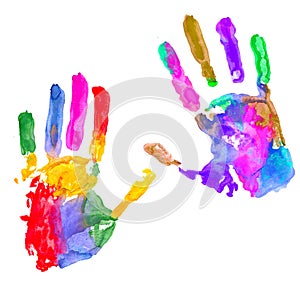 Multicolored hand print