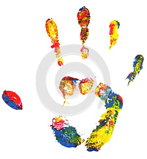 Multicolored hand print