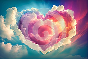 Multicolored heart in the clouds. Generative AI, Generative, AI