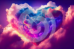 Multicolored heart in the clouds. Generative AI, Generative, AI