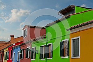 Multicolored houses on Burano, Italy, Venice